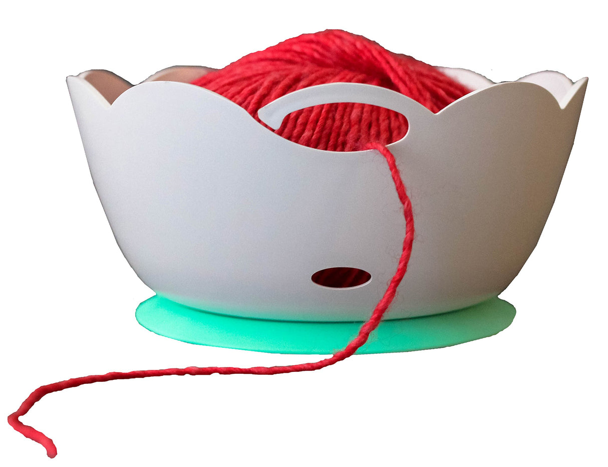 Yarn Bowl by Yarn Valet - Portable, Unbreakable with Soft Rubberized Non-Slip Base Yarn Valet