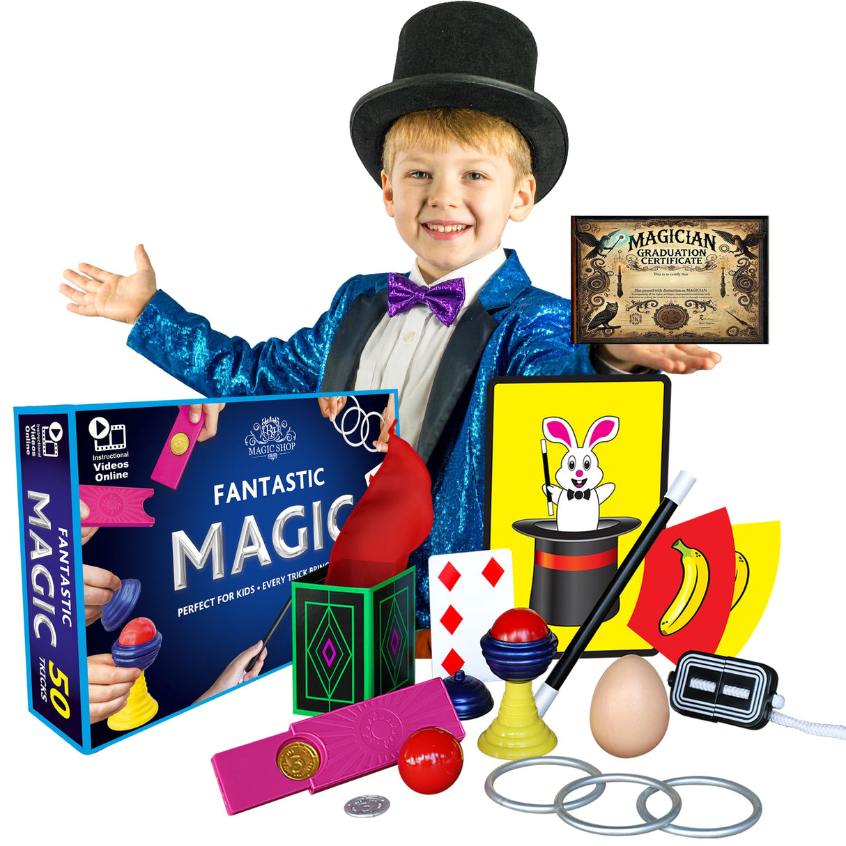 RA MAGIC SHOP Fantastic Magic Set - 50 Easy Tricks with Video Instructions for Kids Age 6-12 | Magic Trick Set, Magic Toys & Beginner Magic Tricks RA MAGIC SHOP
