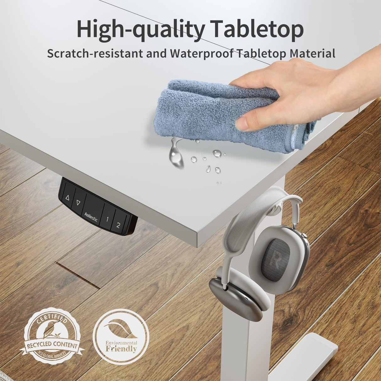 Agilestic Electric Standing Desk, 48 x 24 Inches Height Adjustable Desk, Sit Stand up Desk for Work Office Home, Ergonomic Rising Computer Table with Memory Preset, White Agilestic