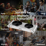 CUSIMAX Hot Plate, Electric Double Burner, 1800W Cast Iron Countertop Cooktop, Portable for Cooking, Compatible for All Cookwares, Easy Clean, Upgraded Version CUSIMAX