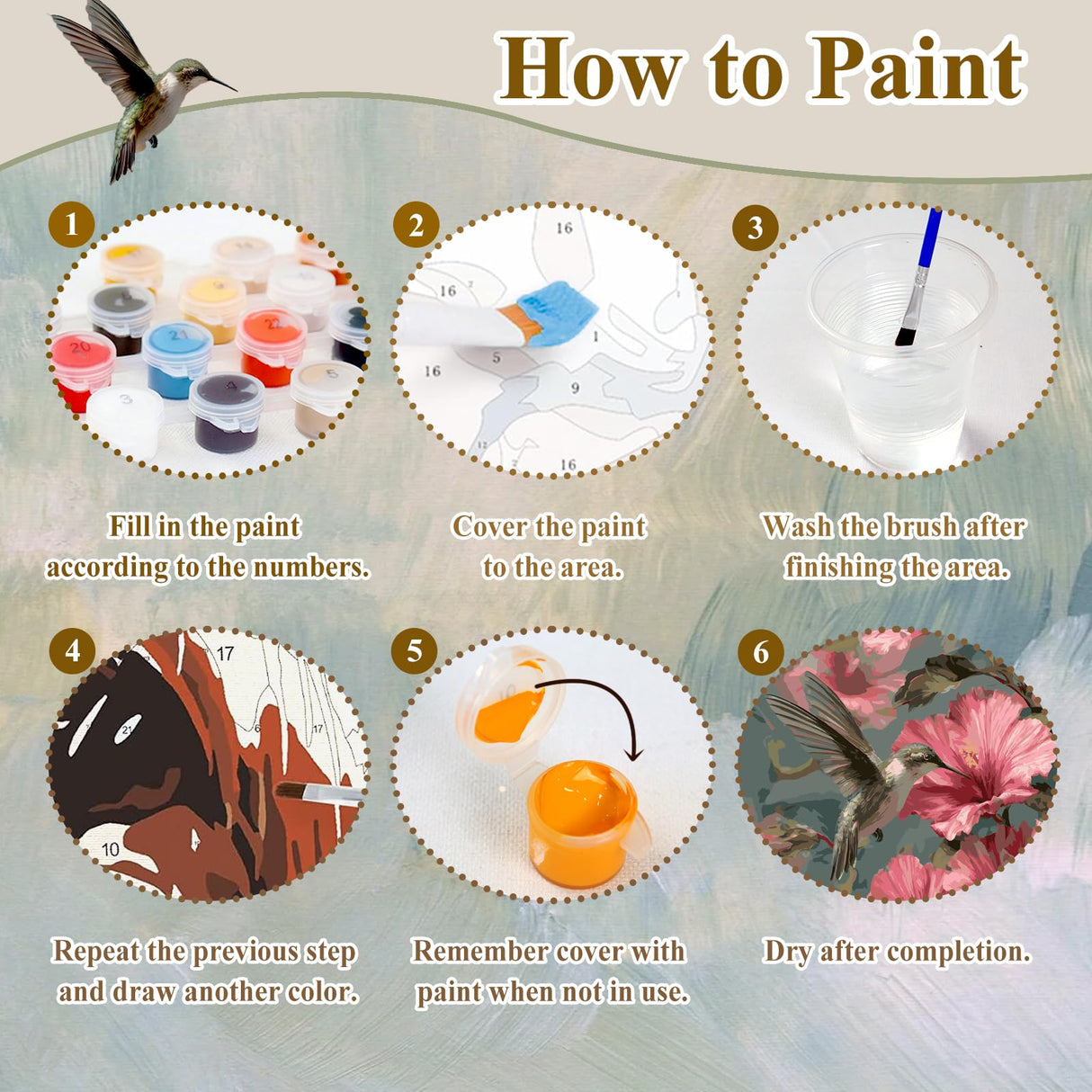 Hummingbird Paint by Number Kits for Adults, Hummingbird Paint by Numbers kit for Adults, Painting by Numbers, Oil DIY Crafts Home Wall Decor 16x20 in HMZephitiquc