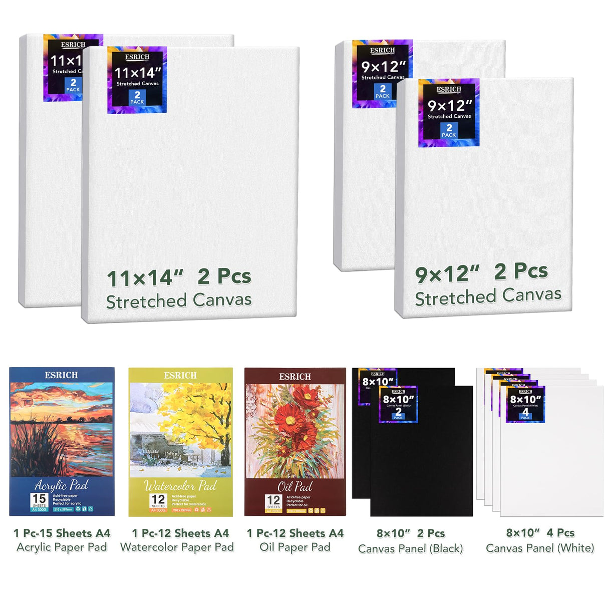 141PCS Deluxe Artist Painting Set, Painting Supplies with 84 Paint(Oil, Watercolor，Acrylic Paint) Metal and Wooden Easels, Canvas, Paper Pads, Paintbrushes etc. for Adults, Kids, Artists ESRICH