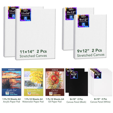 141PCS Deluxe Artist Painting Set, Painting Supplies with 84 Paint(Oil, Watercolor，Acrylic Paint) Metal and Wooden Easels, Canvas, Paper Pads, Paintbrushes etc. for Adults, Kids, Artists ESRICH