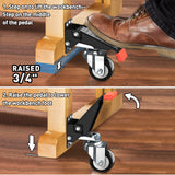 SPACEKEEPER Workbench Casters kit 660 Lbs - Retractable Casters Heavy Duty Bench Caster Wheels Designed for Workbenches Machinery & Tables, 4 Pack SPACEKEEPER