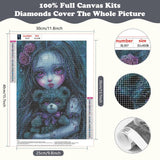 SENQAO Gothic Diamond Painting Kits for Adults, 5D Diamond Art Kits for Beginners, DIY Bear Horror Doll Round Full Diamond Gemstone Art Rhinestone Painting for Wall Decor 12X16 inch SENQAO