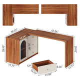 LITTLE TREE L-Shape Computer Desk, Corner Desk Writing Desk Study Desk with File Cabinet, Extendable PC Study Desk Corner Table, Home Office Corner Desk, Easy to Assemble, Brown LITTLE TREE