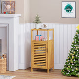 VIAGDO Bamboo Cabinet, Bathroom Storage Cabinet with Single Door and Shelf, Freestanding Bathroom Cabinet, Kitchen Cupboard, Sofa Side Table for Living Room/Hallway/Kitchen VIAGDO