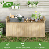Oarlike 55 Gallon Wooden Deck Box, Outdoor Storage Box for Patio Furniture, Waterproof Backyard Storage Bench for Cushions, Toys, Garden Tools & Pool Accessories (Natural Wood) Oarlike
