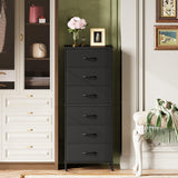 WLIVE Black Tall Dresser for Bedroom, 6 Drawer Dressers & Chests of Drawers, Fabric Dresser for Closet, Living Room, Night Stand with Metal Frame, Storage Tower with Fabric Bins, Wood Top WLIVE