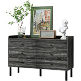 LYNSOM Dresser for Bedroom, 6 Drawer Grey Dresser with Wide Drawer and Metal Handles, Modern Dressers & Chests of Drawers for Hallway Entryway LYNSOM