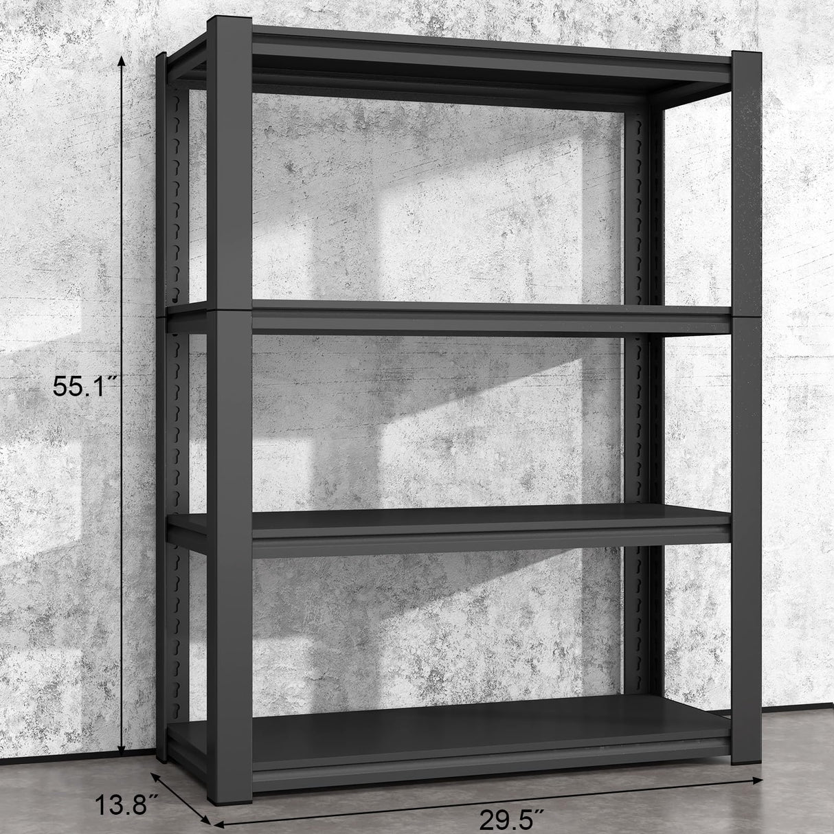 IRONFFICE Storage Shelves,Garage Shelving Units and Storage,4 Tier Metal Shelves,Metal Storage Racks Heavy Duty Load 2000lb,Warehouse,Basement,Black IRONFFICE