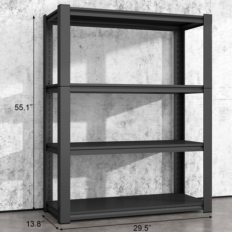 IRONFFICE Storage Shelves,Garage Shelving Units and Storage,4 Tier Metal Shelves,Metal Storage Racks Heavy Duty Load 2000lb,Warehouse,Basement,Black IRONFFICE