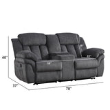 CANMOV Recliner Sofa Set, Manual Recliner Loveseat with Overstuffed Armrest for Living Room,Bedroom Furniture,Office,2 Seat Grey CANMOV