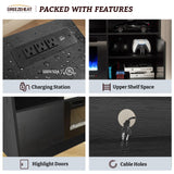 BREEZEHEAT Electric Fireplace TV Stand-Led Entertainment Center-70 inch TV Stand with 36" Electric Fireplace-Living Room Tv Cabinet with Storage for TVs Up to 80"，Modern Media Console (Black) BREEZEHEAT