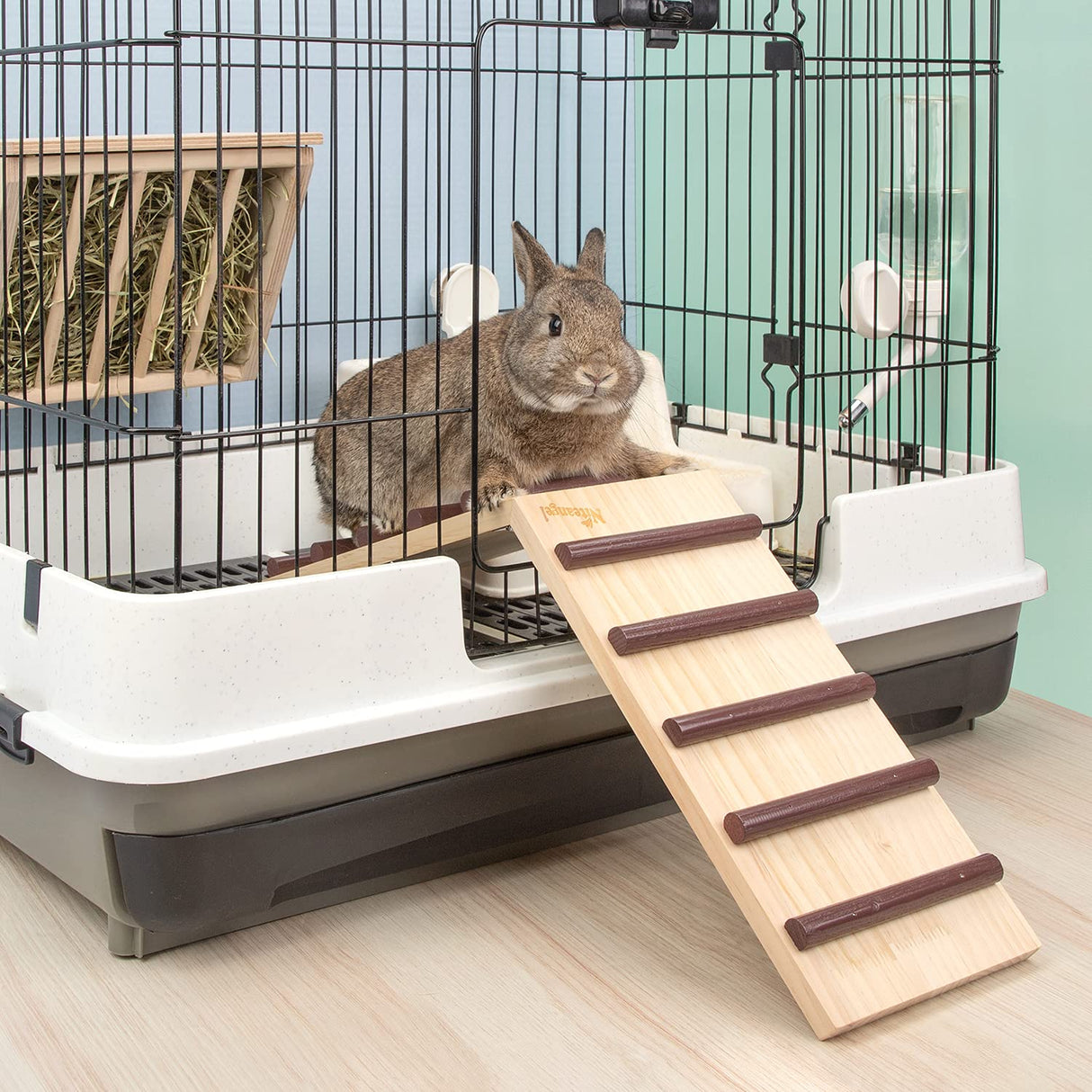 Niteangel Wooden Cage Bridge for Rabbits, Guinea Pigs and Chinchilla, Large Size Niteangel