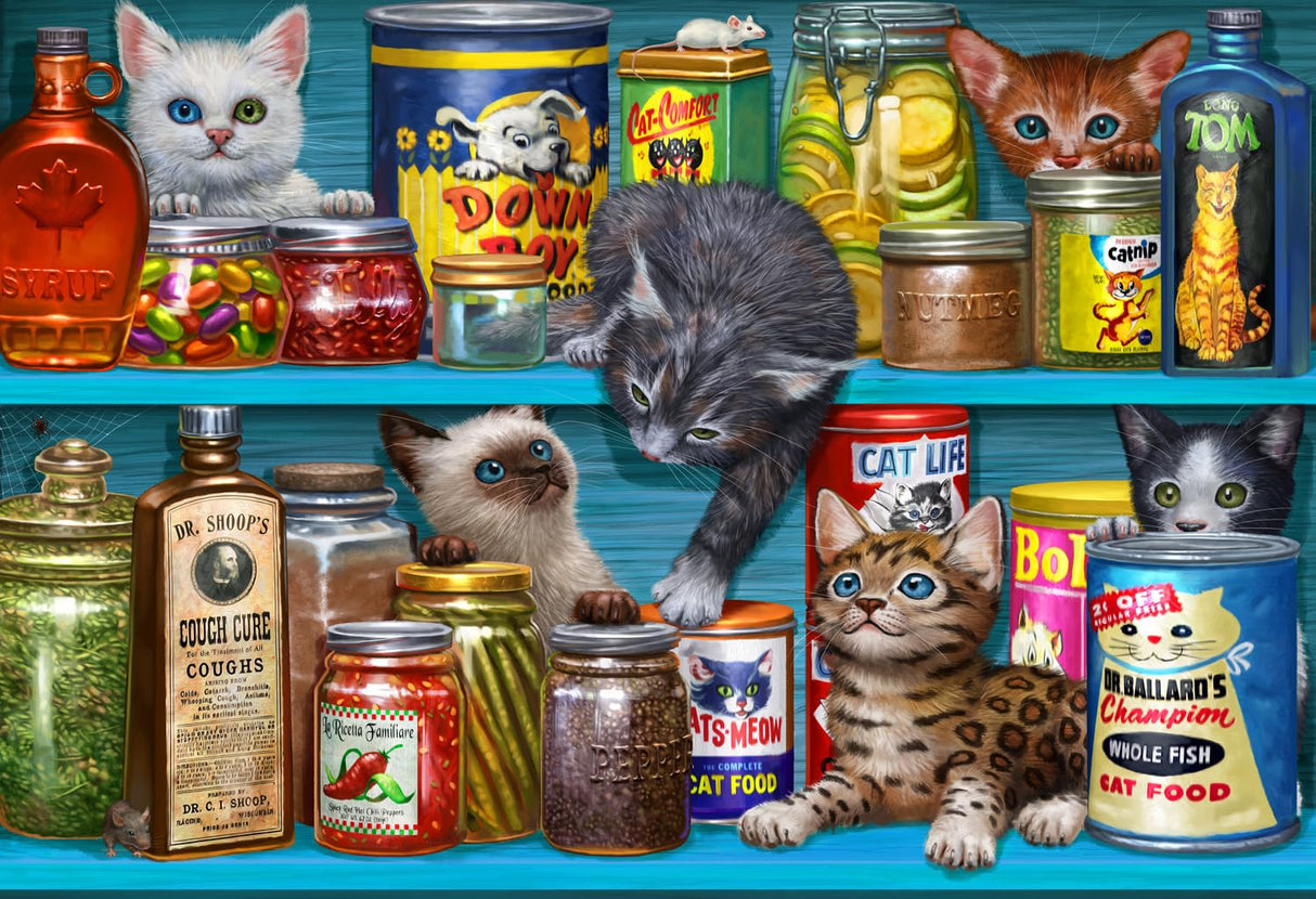 Vermont Christmas Company Cupboard Kittens 100 Piece Jigsaw Puzzle - Large Interlocking Pieces Perfect for Kids & Adults Alike - 19" x 13" Vermont Christmas Company