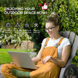 Outsunny Wooden Rocking Chair, Adirondack Rocker Chair w/Slatted Design and Oversized Back, Outdoor Rocking Chair with Wagon Wheel Armrest for Porch, Poolside, and Garden, Gray Outsunny