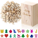 300 Pcs Unfinished Mini Wooden Ornaments Christmas DIY Mini Wood Cutouts with Storage Box for Crafts for Christmas Tree Hanging Crafts Home Decoration Gerrii