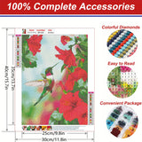 HSENJT DIY 5D Diamond Craft Painting Kits Bird,Flowers Diamond Art for Adults,Hummingbird Diamond Arts Crafts for Wall Decor Gift Relaxation (30x40cm/11.8X15.7inch) HSENJT