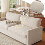 QEZEOM Small Loveseat Sofa, 70.07" Modern Upholstered Couch for Small Spaces, Comfy 2-Seater Sofa with Soft Polyester Velvet, Breathable & Easy to Clean, Cream White QEZEOM