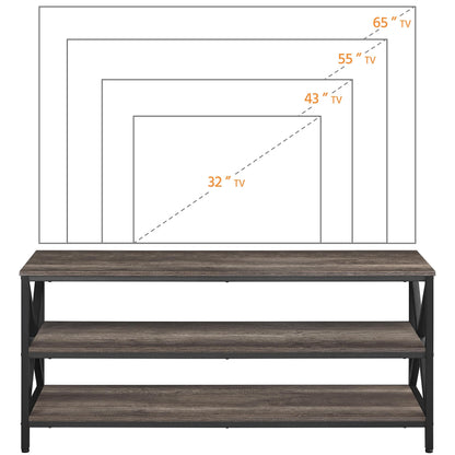 Yaheetech TV Stand for 65 Inch TV, 55 Inch Entertainment Center with 3 Tier Storage Shelves & Sturdy Metal Frame, Industrial TV Console for Living Room, Taupe Wood - WoodArtSupply