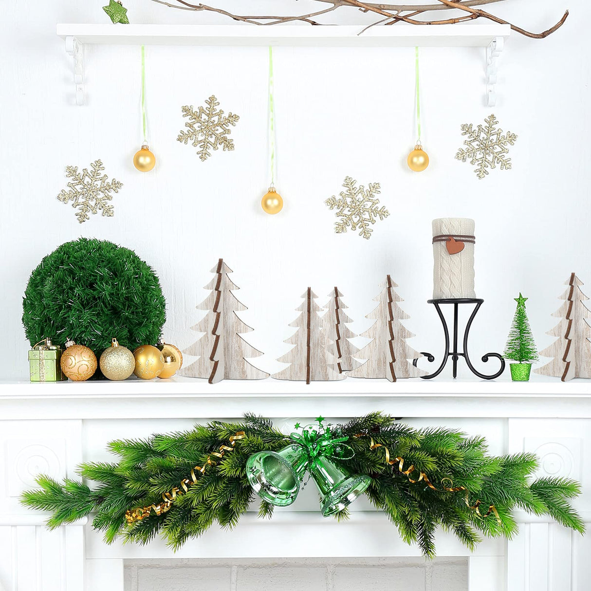 18 Pieces Wooden Christmas Tree Crafts 3D Natural Cutouts Rustic Wood Christmas Tree Decorations Decorative Wood Home Table Decors for Holidays Parties Anniversaries Decorations Marsui