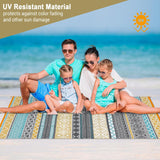 GAOMON Outdoor Rug 9'x12' Waterproof Rug for Patio Decor, Foldable Reversible Plastic Straw Area Rugs Mat for Camper, Outside Carpet for Deck, Porch, Picnic, Beach, Teal/Yellow(Bohemia) GAOMON