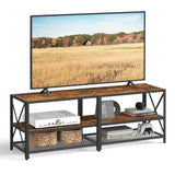 VASAGLE TV Stand, TV Console for TVs Up to 65 Inches, TV Table, 55.1 Inches Width, TV Cabinet with Storage Shelves, Steel Frame, for Living Room, Bedroom, Rustic Brown and Black ULTV094B01 VASAGLE