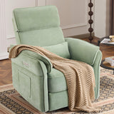 MELLCOM Power Recliner Rocking Chair Nursery Gliders with Adjustable Armrests and Headrest, Swivel Electric Glider Reclining Nursing Chair with USB Port and Storage Bags, FSC Certified(Fabric, Green) MELLCOM