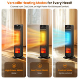 Space Heater, 1500W Electric Fireplace Heaters Indoor Portable with Child Lock & ECO Mode, PTC Ceramic, 3D Flame, 12H Timer, Remote Control, 70° Oscillation, Heating & Fan Modes for Home & Office Riseon
