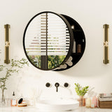 Royal Windsor 20 Inch Round Medicine Cabinet Mirror, Bathroom Mirror Wall Cabinet with Storage and Shelf, Surface Wall Mounted,Arched Cabinet Makeup Vanity Mirror for Bedroom, Black Royal Windsor