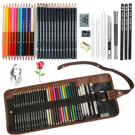 Drawing Pencils, 38pcs Art Supplies Drawing Supplies Sketching Pencils Graphite Pencils Charcoal Pencil Art Set for Beginners Artists SouthStar