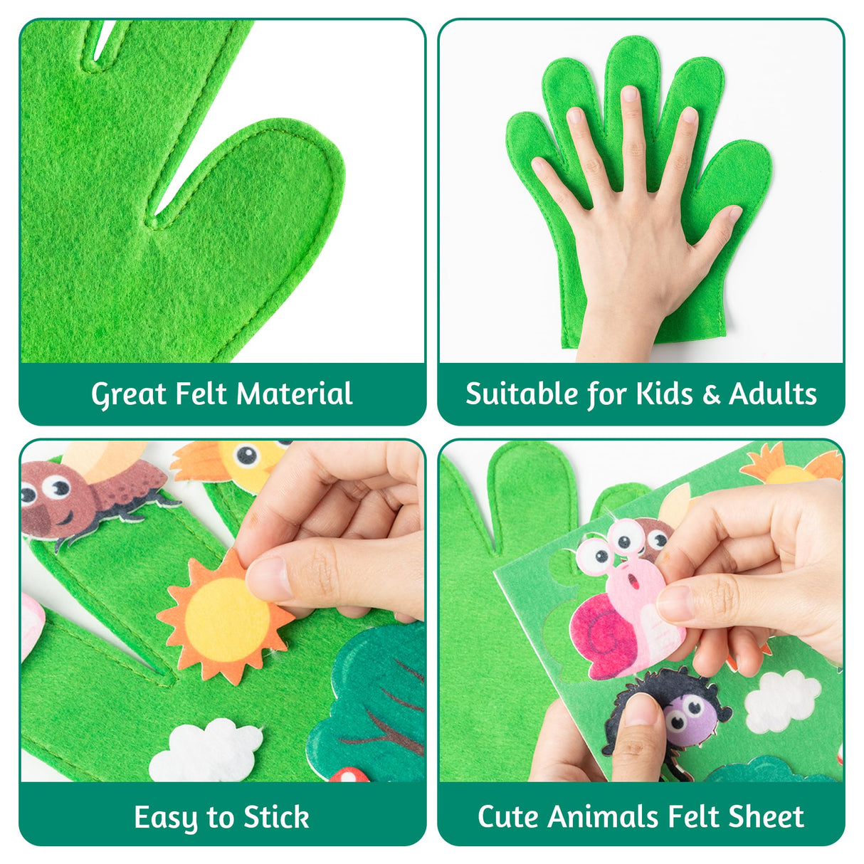 WATINC Felt Story Finger Puppets - 2Pcs DTY Storytelling Hand Puppet Felt Art Craft Education Gift, Making Storytime Early Learning Role Play for Kids Toddles (Insect Animals) WATINC
