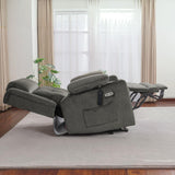 MCombo Large Triple Motor Power Lift Recliner Chair with Massage and Heat for Elderly People, Adjustable Headrest, Infinite Position, USB Ports, Fabric 7662 (Grey, Large) MCombo