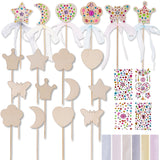 ArtCreativity Fairy Wand Kit, Includes 18 Wooden Wands, 18 Ribbons, and 5 Gem Sticker Sheets - Wand Decorating Kit - Birthday Party Crafts for Kids - Princess Party Activity ArtCreativity