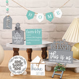 11 Pcs Farmhouse Tiered Tray Decor Home Wood Sign Rustic Home Sweet Home Simply Blessed Wooden Beads Tiered Tray Decorations Set for Home Kitchen Table FairySandy