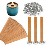 Wooden Candle Wicks, 100 Pcs Wood Wicks Candle Making Wicks with Stand for Candle Making (50 Set) Catephe