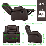 Prilinex Brown Rocker Recliner Chair - Oversized Leather Lazy Boy Recliner Chair with Overstuffed Armrest, Faux Leather Manual Reclining Chair for Living Room, Bedroom, Home Theater Prilinex