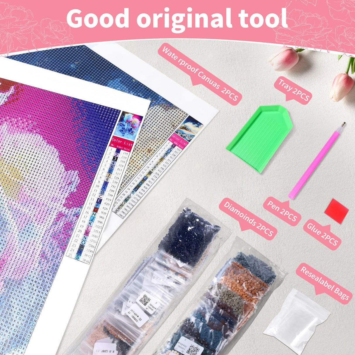 xingyangyuanfei Rose and Train Diamond Painting Kits for Adults, 2-Piece 5D Full Drill Diamond Art, 12x16 Inch Home Wall Decor xingyangyuanfei