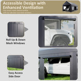 AirWire Carport 12' x 20' Heavy Duty Portable Garage, Carport Canopy with Side-Opening Door & Roll-Up Windows, Car Canopy Reinforced Four-Hole Base for Car, Truck, Boat, Party, Black AirWire