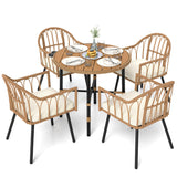 YITAHOME 5-Piece Dining Table Set with 4 Chairs, Kitchen Table & Chairs Set for 4, Boho Dining Room Table Set with Soft Cushion Chairs and 4 Holders, Ideal for Kitchen and Dining YITAHOME