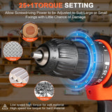 20v Drill Driver Set,Cordless Drill with Battery and Charger,LED Drill Tools Kit,25+1 Torque Setting and 43pcs Drill Bits BIHOO