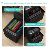 Lufeiya Computer Desk with Fabric File Drawers Cabinet, 55 Inch Home Office Desk with Shelves Monitor Stand, Study Writing Gaming Desks with Led Lights and Power Outlets for Bedroom, Rustic Brown Lufeiya