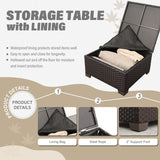 Oasishine Wicker Patio Furniture Patio Couch 3 Pieces Outdoor Sectional with Ottoman and Outdoor Storage Table with Lining Weathering Anti-Slip Cushions Furniture Covers, Khaki Oasishine