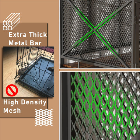 Dog Crate Furniture, Dog Kennel for Small Medium Large Breed, Heavy Duty 43" Large Corner Dog Crate, Indoor Pet Cage with Side Door (Retro Brown) ZOPEND