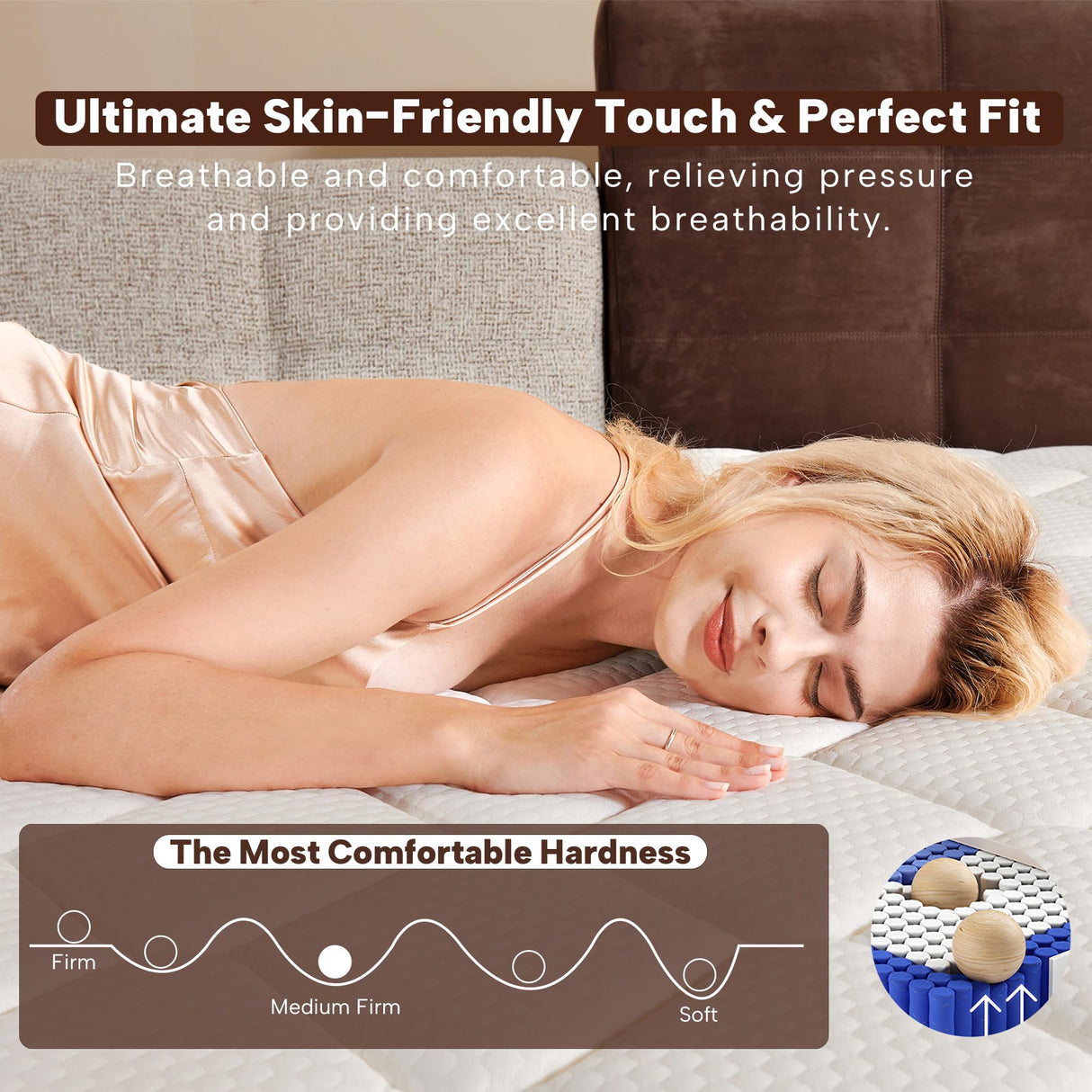 BLONIKA Full Size Mattress, 10 Inch Full Mattress in a Box, Medium Firm, Memory Foam with Individual Pocket Spring for Pressure Relief & Motion Isolation, Strong Edge Support BLONIKA