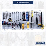 Triton Products Heavy Duty Poly Pegboards - Set of 2 DuraBoard Wall Panels, Each 22" x 18" x 1/4" with 1/4" Holes for Home, Office, Garage, Storage and Organization (White) Triton Products