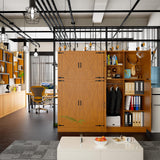 Unikito 71'' Farmhouse Wardrobe Closet with Hanging Rod, 4 Barn Door Storage Cabinet with Adjustable Shelves, Freestanding Closet Wardrobe Cabinet for Bedroom Living Room Office, Highland Oak Unikito