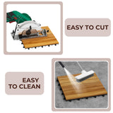 9 PCS Interlocking Deck Tiles 12" x 12" - Premium Acacia Wood Patio Tiles Waterproof - Deck Tiles Interlocking All Weather Waterproof Flooring - Easy Installation for Indoor & Outdoor (Golden Steak) J CLOVER