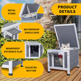 GEGURI Outdoor Cat House, Weatherproof Shelter for Ferrel Cats, Dogs, Rabbits Hutch with Elevated Floor, Asphalt Roof GEGURI